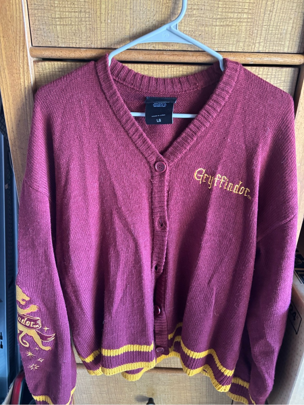 Harry Potter Women's Maroon Gryffindor Button-Up Sweater Cardigan